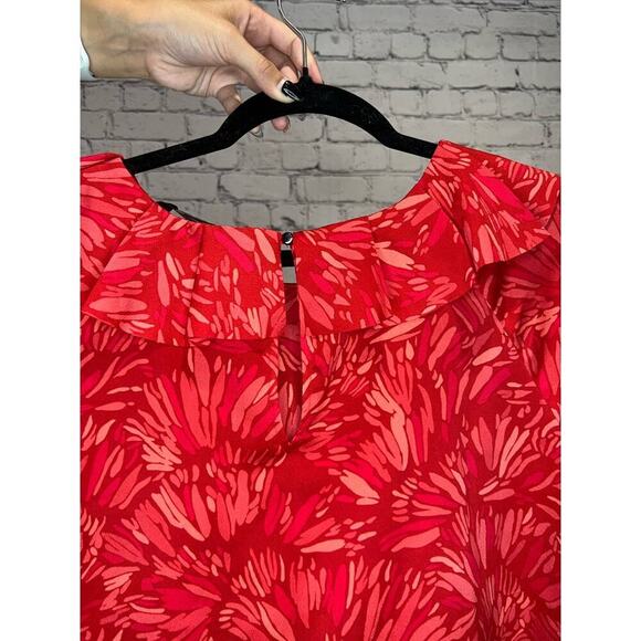 Banana Republic Women's Floral Short Sleeve Ruffle Blouse - Picture 7 of 8